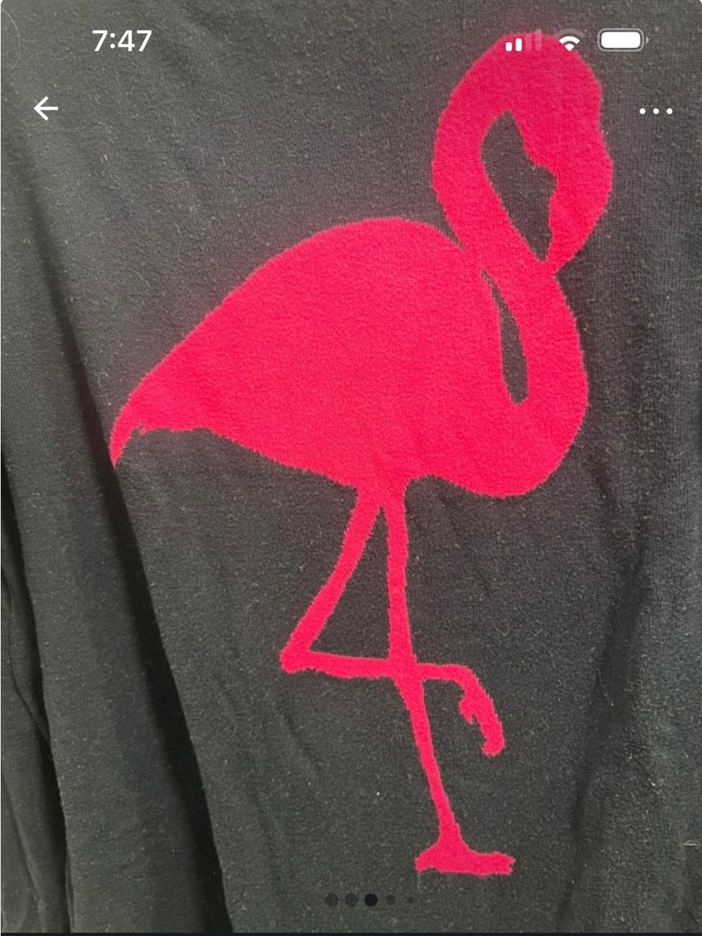 525 America Black Crewneck Sweater with Bright Pink Flamingo